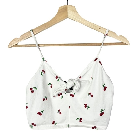 Forever 21 White Cherry Tie Cropped Tank Top S - Picture 1 of 3